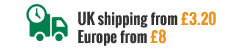 UK shipping from £3, Europe from £8